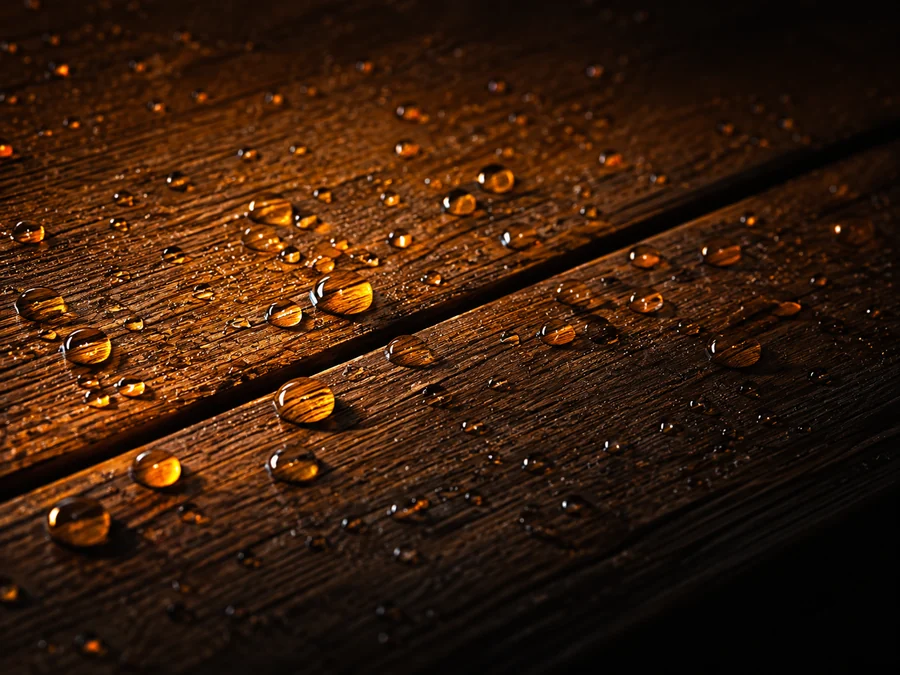 Madera con gotas de agua